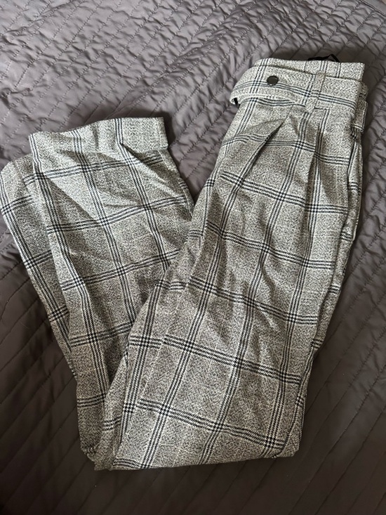 Topshop Pants - Topshop Gray and Black Plaid Trousers